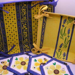 Collapsible Fabric Tray Set and Coordinated Coasters